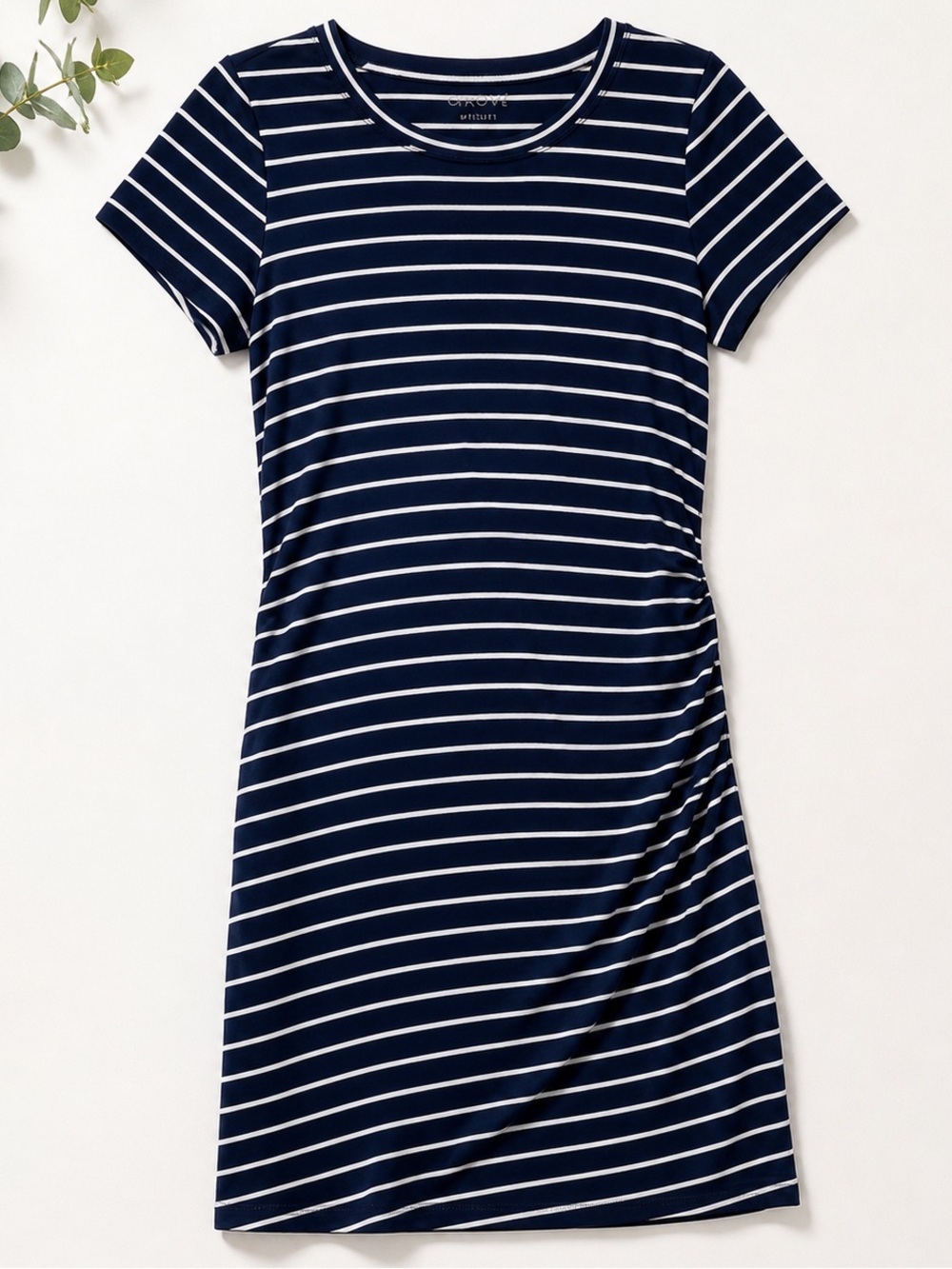 Maternity Navy and White Striped Dress Size L - Picture 2 of 3